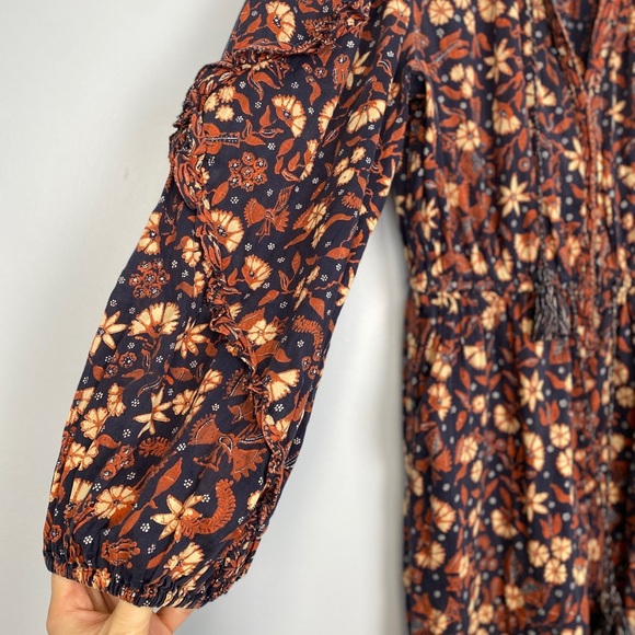 Ulla Johnson Delphine Floral Ruffle Jumpsuit Navy Blue Multi Color Floral Size 4 - Picture 8 of 13